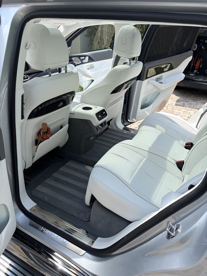 Maybach GLS rear cabin with white leather seats cleaned and conditioned