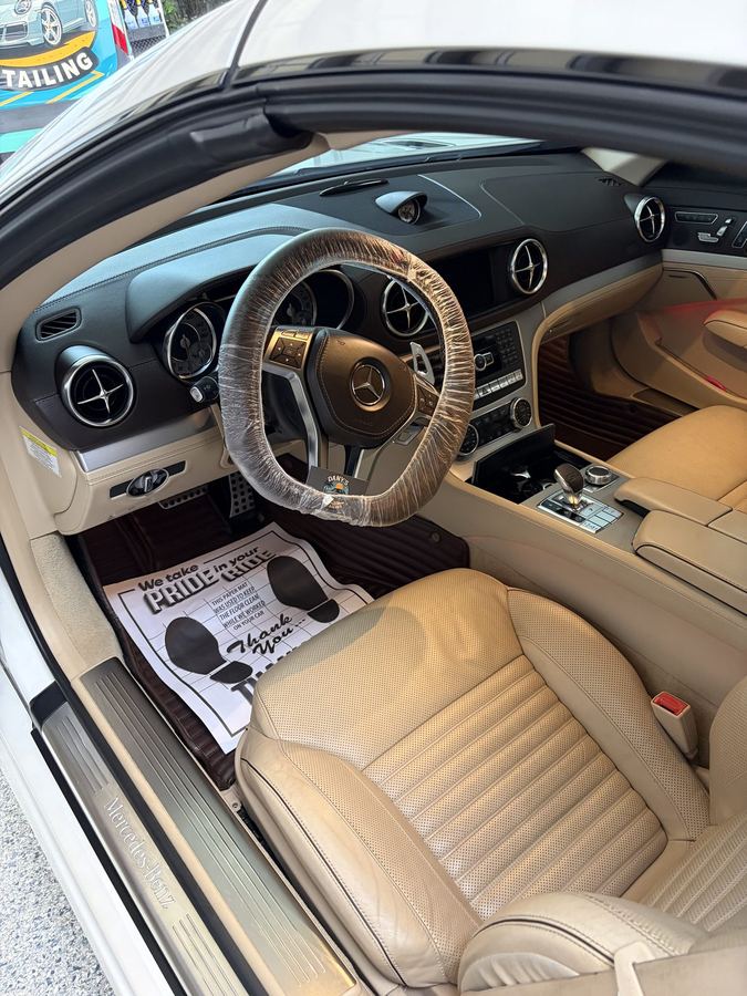 Mercedes SL tan leather interior deep cleaned and conditioned